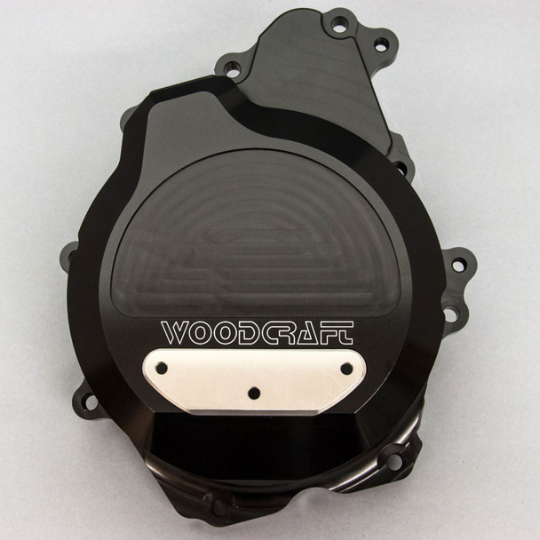 Woodcraft LHS Stator Trigger Cover Protector: 2003-2009 Yamaha YZF R6 Models - Stainless Steel