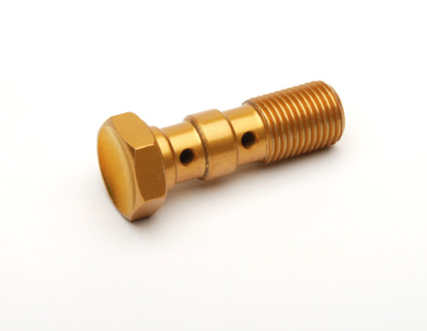 Spiegler Anodized Aluminum Double Banjo Bolt - Universal - M10x1.00 - 14mm - Gold