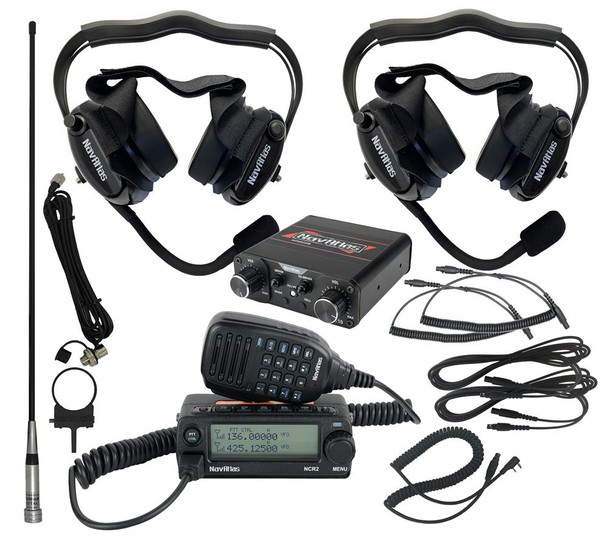 Navatlas Behind The Head Intercom/Radio and Headset Kit - NNT10 - 2-Seat -  Black