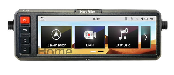 Navatlas Touchscreen Rearview Mirror with Bluetooth Audio Command Center - 8-1/8"