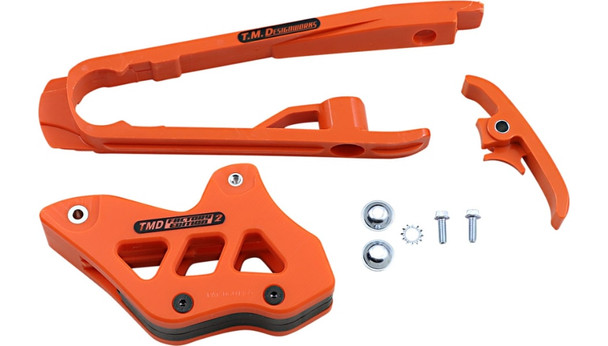 T.M. Designworks Chain Guide and Slider Kit: DCK-KT4-OR - KTM/Gas Gas Models - Orange