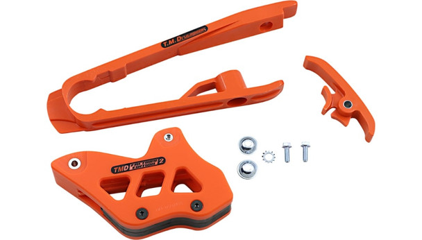 T.M. Designworks Chain Guide and Slider Kit: DCK-KT3-OR - KTM Models - Orange