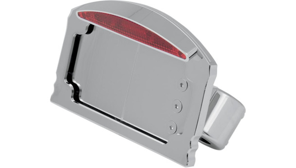 Drag Specialties Swingarm Side Mount Half-Moon LED Taillight/License Plate Mount: Harley-Davidson Models - Chrome