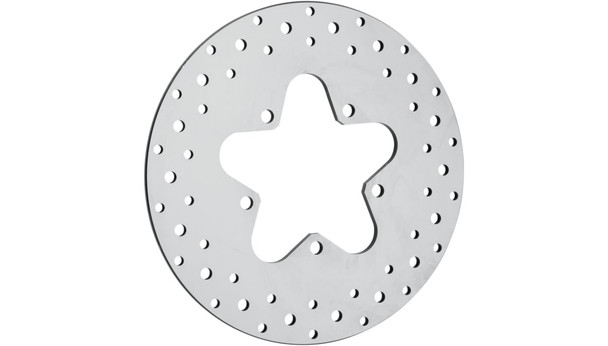 Drag Specialties Polished Stainless Steel Drilled Brake Rotor: 1986-1999 Harley-Davidson FL Models - Rear - 11.5"