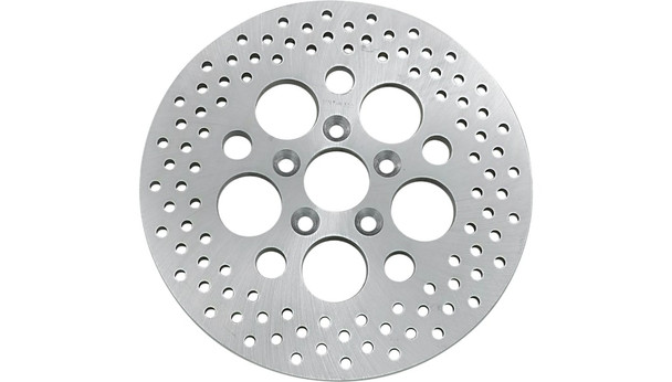 Drag Specialties Polished Stainless Steel Drilled Brake Rotor: 1981-1985 Harley-Davidson FL Models - Rear - 11.87"