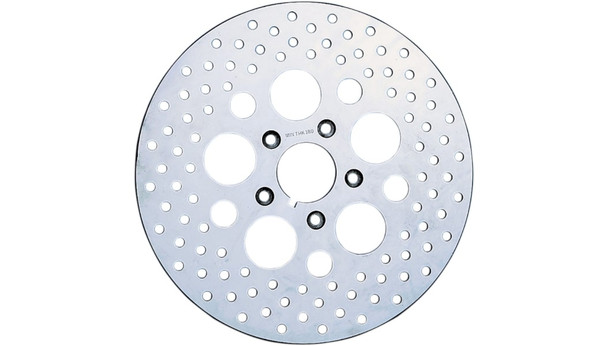 Drag Specialties 11.5" Polished Stainless Steel Drilled Rear Brake Rotor: 1979-1991 Harley-Davidson FX/XL Models