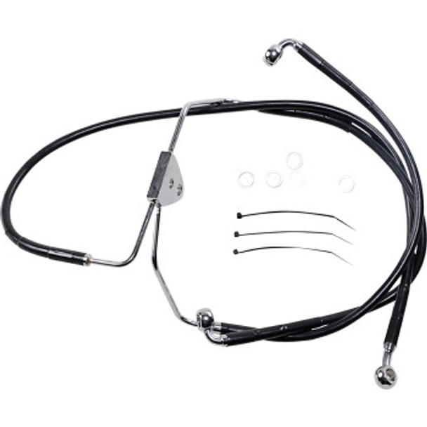 Drag Specialties Extended Length Front Brake Line Kit: 2008-2013 Harley-Davidson FL Models - Black - +2"