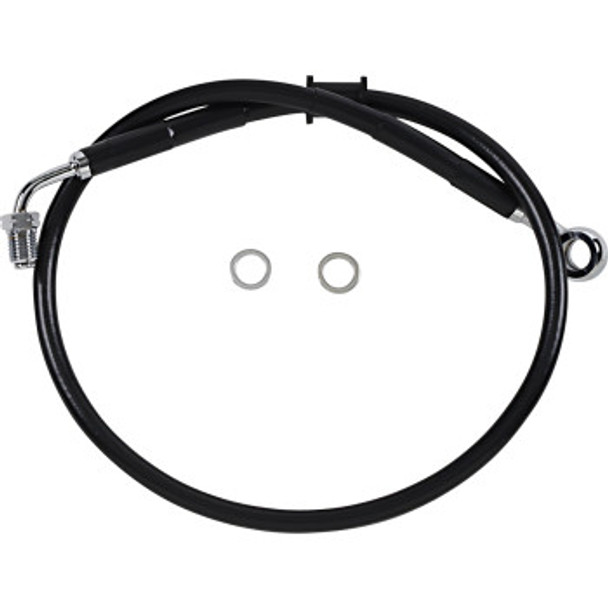 Drag Specialties Stainless Steel Front (Upper) Brake Line Kit: 2018-2020 Harley-Davidson FX Models - Black