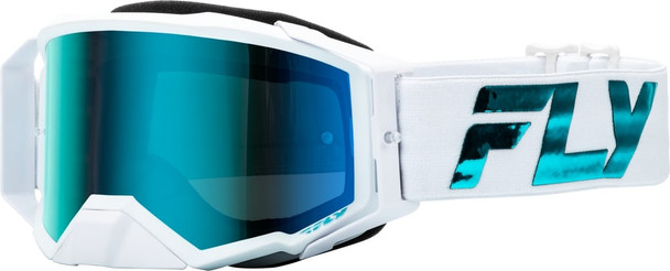 Fly Racing Zone Elite Goggle - White/Teal - Blue/Teal Mirror/Sky Blue Lens