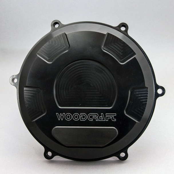 Woodcraft Clutch Cover RHS Protector w/Skid Pad Plate: 18-20 Ducati V4 Models - Black