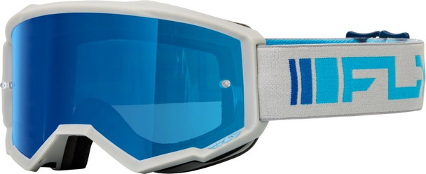 Fly Racing Youth Zone Goggle - 2024 Model - Silver/Blue - Dark Blue Mirror/Smoke Lens