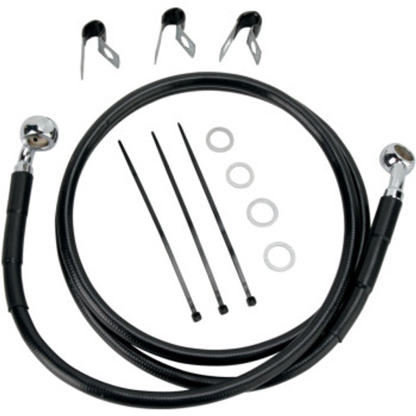 Drag Specialties Extended Length Front Brake Line Kit: 2000-2007 Harley-Davidson Softail Models - Black