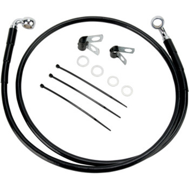 Drag Specialties Extended Length Front Brake Line Kit: 2000-2005 Harley-Davidson Glide Models - Black