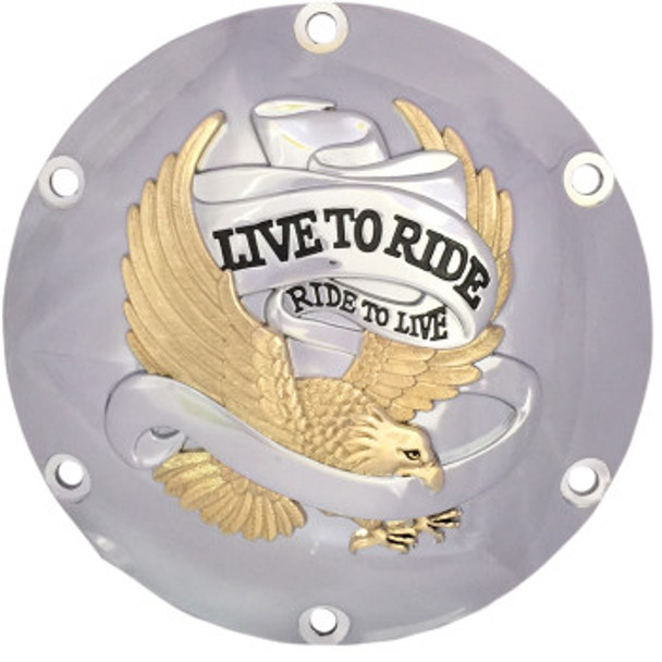 Drag Specialties Live To Ride Derby Cover: 2004-2021 Harley-Davidson XL Models - Gold