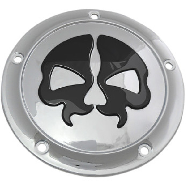 Drag Specialties Split Skull Derby Cover: 1999-2018 Harley-Davidson FX/FL Models - 5 Hole