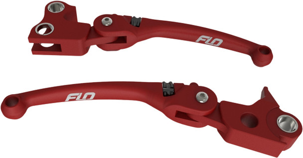 Flo Motorsports MX Style Foldable Levers: 1996-2017 Harley-Davidson Dyna Models - Red - [Blemish]