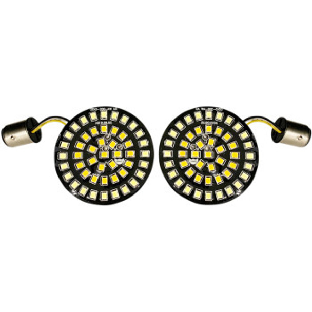 Drag Specialties Front Dual Ring Turn Signal Inserts: 2007-2021 Harley-Davidson Models - Bullet Style - White/Amber