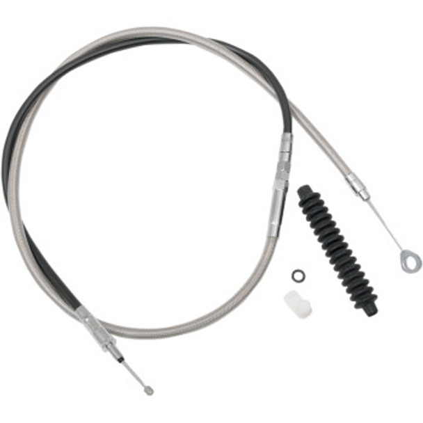 Drag Specialties High Efficiency Braided Clutch Cable: 2004-2019 Harley-Davidson XL Models - Stainless Steel/Black - 54.75"