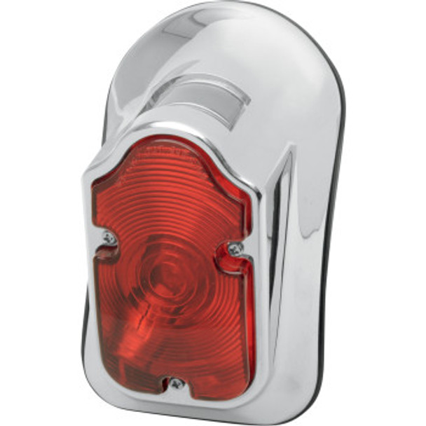 Drag Specialties Tombstone Taillight: Harley-Davidson Models - Top Tag - Chrome/Red Lens