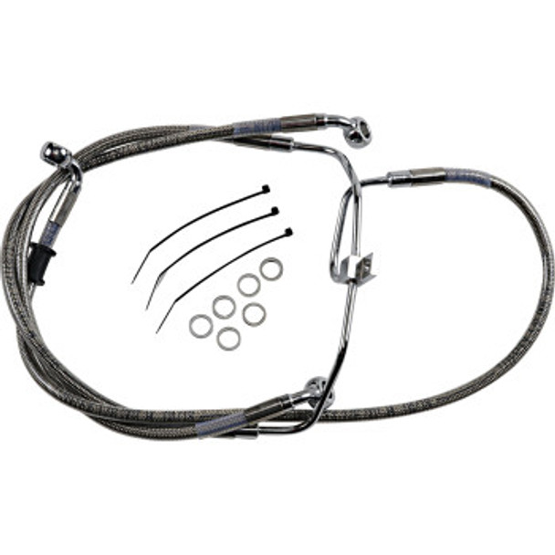 Drag Specialties Extended Length Stainless Steel Brake Line Kit: 2008-2017 Harley-Davidson FX Models - +6"