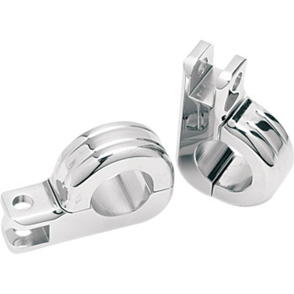 Drag Specialties Two-Piece Highway Footpeg Clamps: Harley-Davidson Models - Chrome - 1.25"