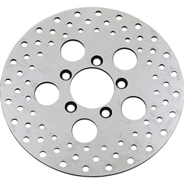 Drag Specialties Vintage Drilled Stainless Steel Front Brake Rotor: 1977-1983 Harley-Davidson XL/FX Models - 10"