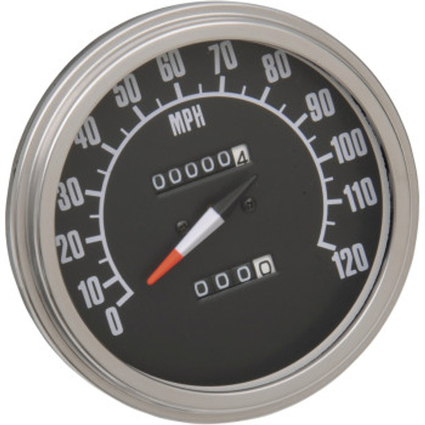 Drag Specialties 2240:60 Speedometer: 1984-1990 Harley-Davidson Softail Models - Black - 68-84 Style