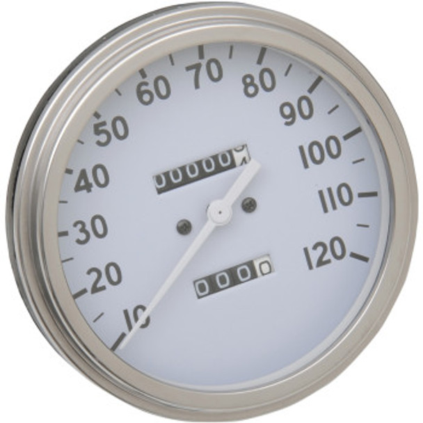 Drag Specialties 2:1 Speedometer: 1947-1984 Harley-Davidson FL Models - White - 36-40 Style