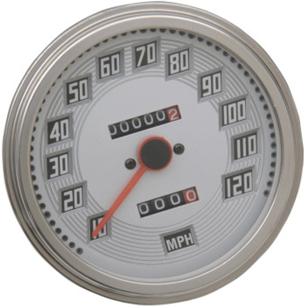 Drag Specialties 2240:60 Speedometer: 1984-1990 Harley-Davidson FL/FX Models - White