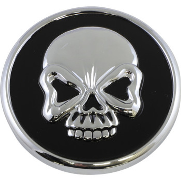 Drag Specialties Skull Gas Cap: 1984-1996 Harley-Davidson Models - Chrome/Black - Non Vented