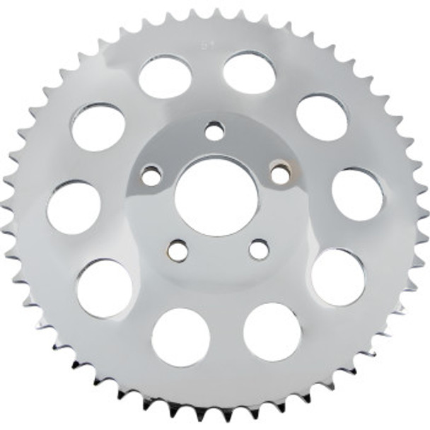 Drag Specialties Rear Wheel Sprocket: 1982-1999 Harley-Davidson FX/FL Models - 51 Tooth - Chrome