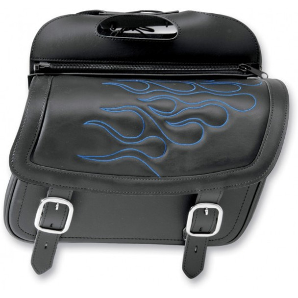 Saddlemen Highwayman Tattoo Slant Saddlebags - Large - Blue Flame