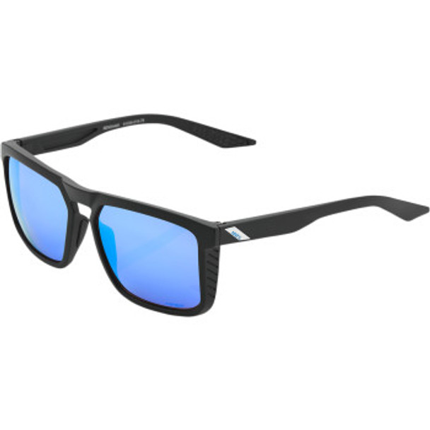 100% Renshaw Sunglasses - Matte Black - HiPER Blue Mirror