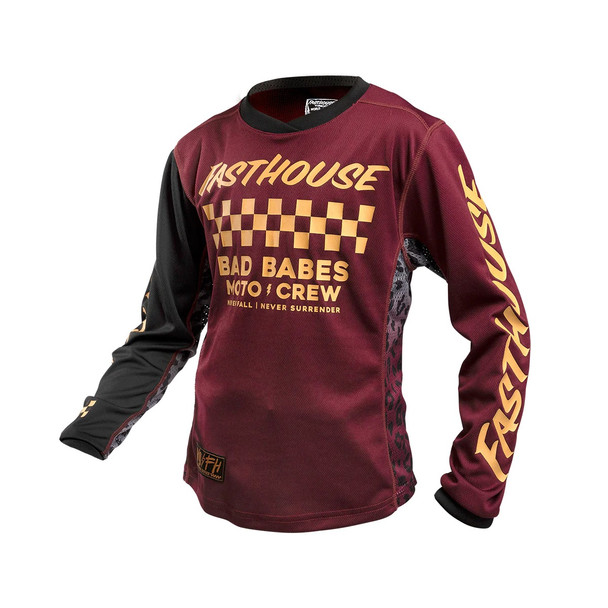 Fasthouse Girl’s Grindhouse Golden Crew Jersey - Maroon