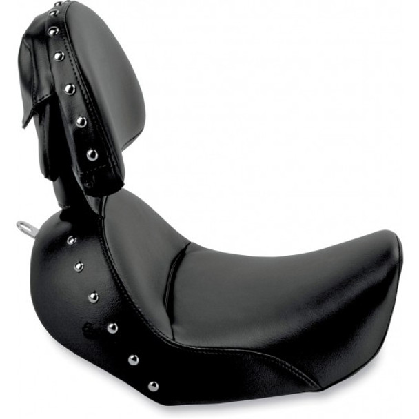 Saddlemen 06-17 FXD, FXDWG, FLD Dyna Renegade "Heels Down" Solo Seat w/ Chrome Studs & Drivers Backrest