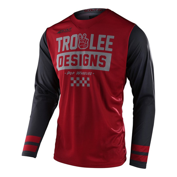 Troy Lee Designs Scout GP Peace & Wheelies Off-Road Jersey - Burgandy/Dark Gray - XS