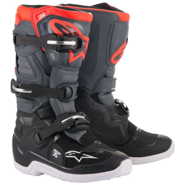 Tech 7S Youth Off-Road Motocross Boot (8 US, Black Dark Gray Red Fluo) - [Blemish]