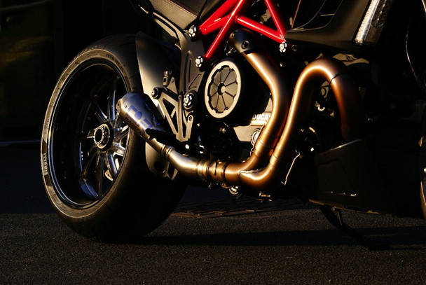 Racefit Ducati Diavel Urban Growler Slip-On Exhaust - Titanium Etched Logo