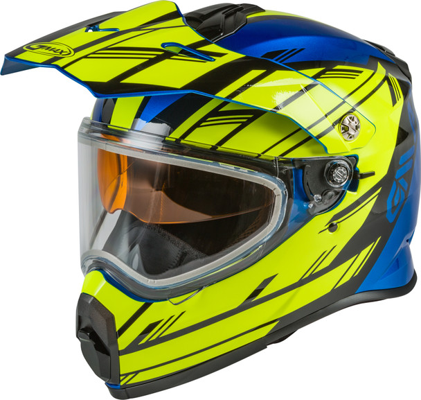 GMAX AT-21S Helmet - Epic - Dual Lens Shield Models - Blue/Hi-Vis/Black - Size Youth Large - [Demo]