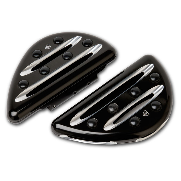 Arlen Ness Deep Cut Black Passenger Floorboards: 82+ FLT & Trike Models