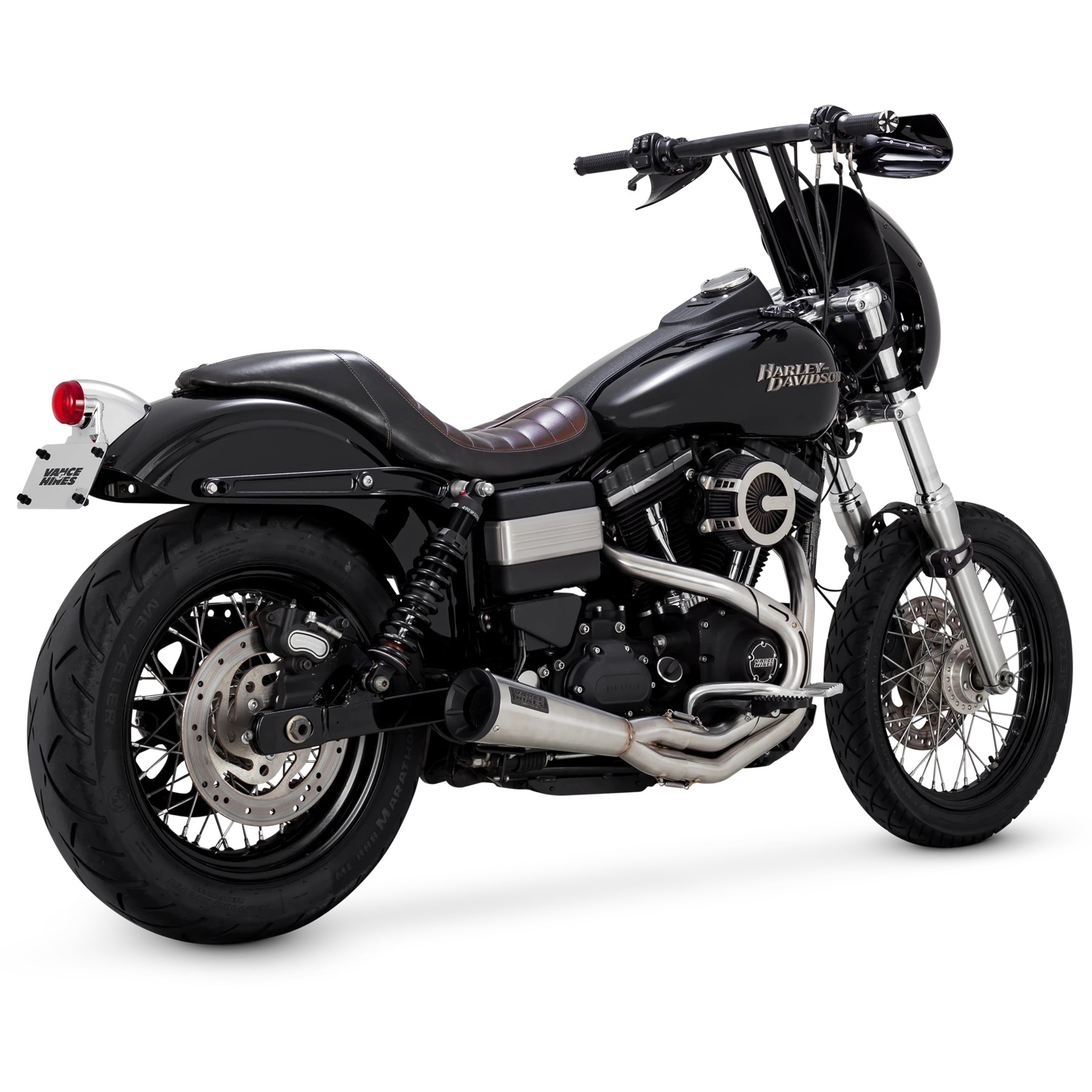 Vance & Hines Stainless 2-into-1 Upsweep Full Exhaust: 91-17 Dyna Models -  Stainless