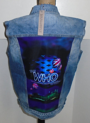 WOLFGANG'S DESIGNS BY DRAGONFLY DENIM VEST THE WHO MENS LARGE