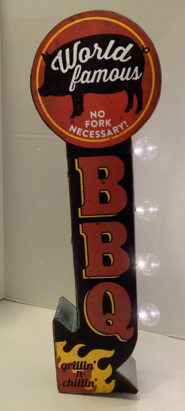 WORLD FAMOUS BARBEQUE Vintage LED Double-Sided Marquee Sign
