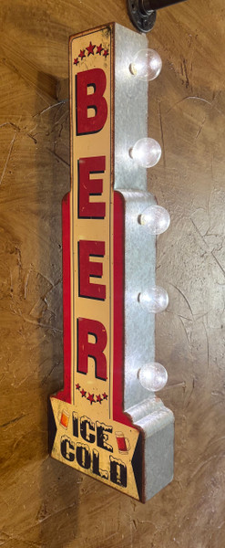 BEER ICE COLD Vintage LED Double-Sided Marquee Sign