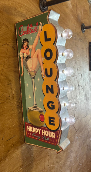 COCKTAIL LOUNGE HAPPY HOUR EVERY NIGHT Vintage LED Double-Sided Marquee Sign