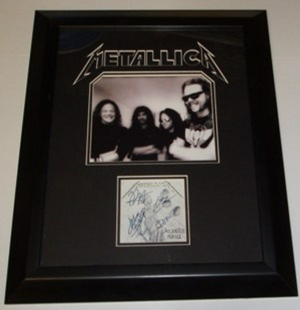 METALLICA Picture with Autographed CD Cover 17 X 20 Framed Matted and Embossed