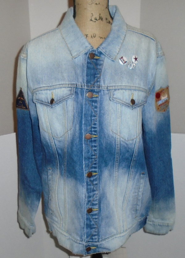 WOLFGANG'S DESIGNS BY DRAGONFLY DENIM JACKET PINK FLOYD MENS LARGE