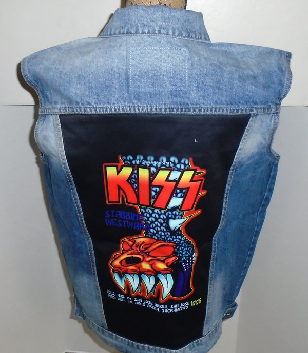 WOLFGANG'S DESIGNS BY DRAGONFLY DENIM VEST KISS MENS LARGE