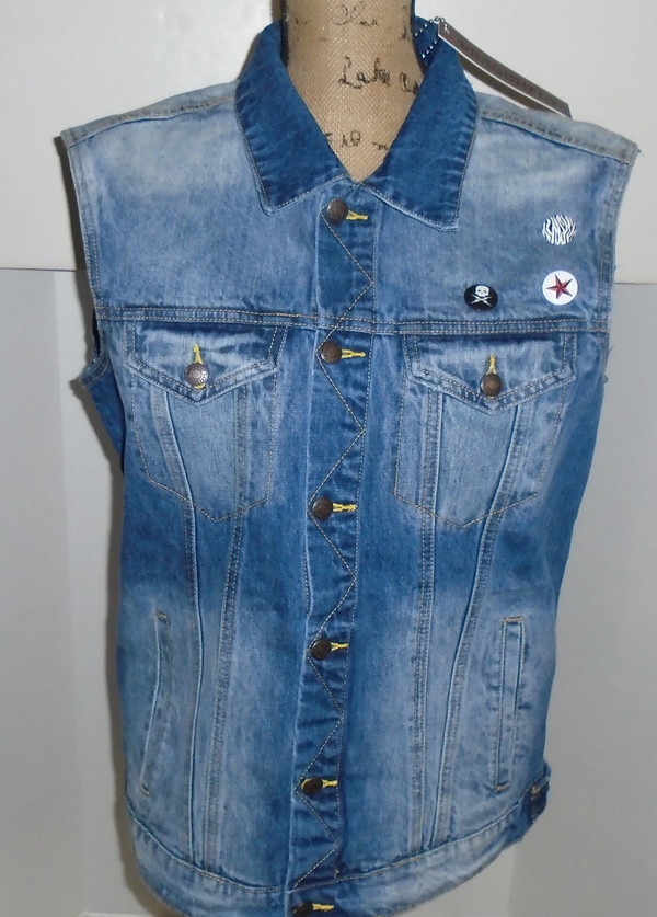 WOLFGANG'S DESIGNS BY DRAGONFLY DENIM VEST KISS MENS LARGE