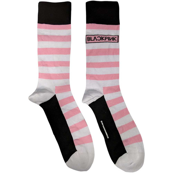 BLACKPINK UNISEX ANKLE SOCKS: STRIPES AND LOGO BLACK BOTTOM